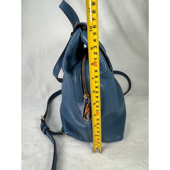 Michael Kors Blue Pebbled Leather Backpack Gold Hardware Medium Sz Picnic Travel - Picture 5 of 9